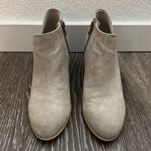 Tan leather high heel booties